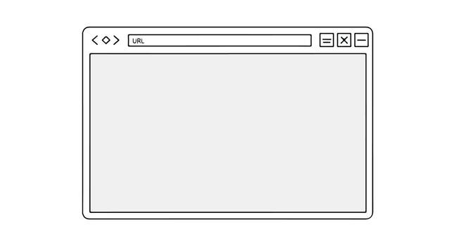 Simple Web Browser Window Outline Sketch. vector