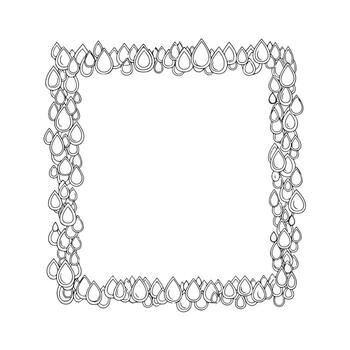 A drawing of a square frame with a lot of drops vector