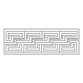 A maze with a line of squares and a line of arrows vector