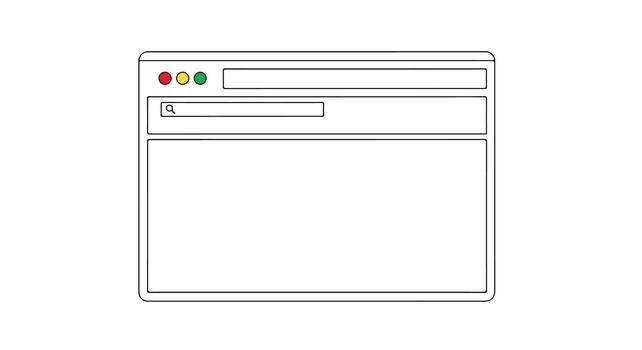 A line drawing of a web page with a button vector