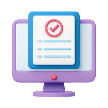 completando en línea Lista de Verificación en computadora pantalla un alegre 3d hacer de exitoso tarea administración - profesional digital obra de arte con vibrante colores y detallado composición png