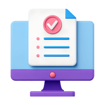 de bonne humeur 3d rendre de liste de contrôle sur ordinateur filtrer, montrant terminé tâche, positif en ligne productivité et Efficacité png
