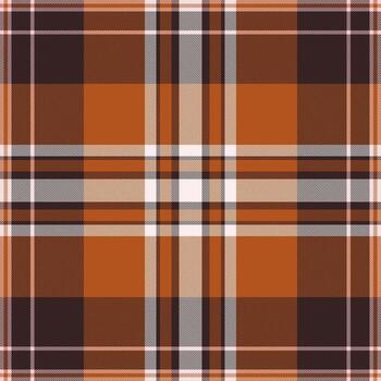 Custom tartan texture , regular fabric pattern textile. Ribbon background seamless plaid check in dark and orange colors. vector