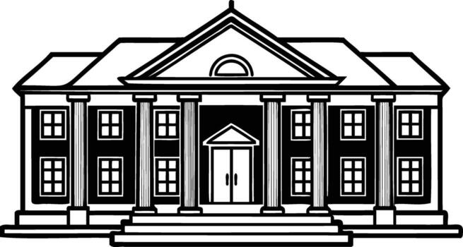 Classic neoclassical building with columns and pediment vector