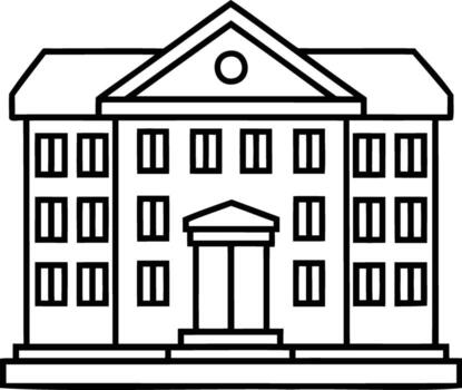 Classic threestory institutional building with symmetrical design and columns vector