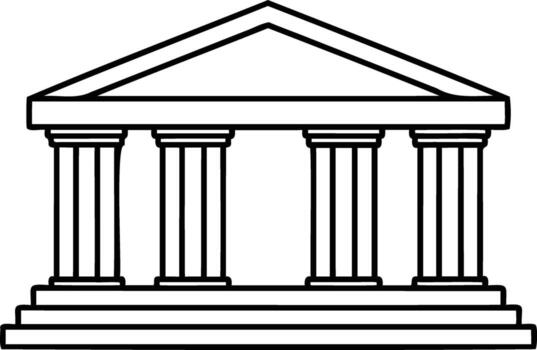 Ancient greek temple with classical columns and pediment design vector