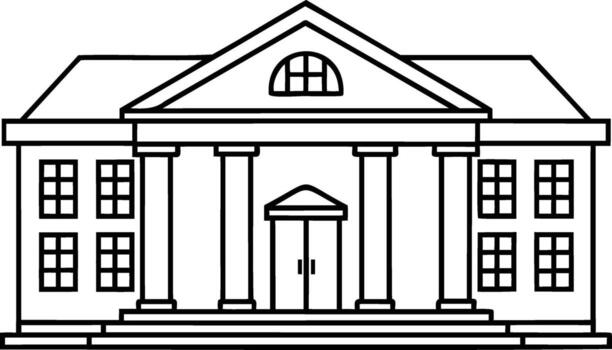 Classic twostory building with columns and symmetrical design vector