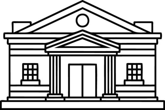 Neoclassical building architecture with columns and pediment vector