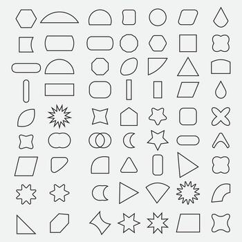 A set of shapes and shapes that are drawn in a line vector