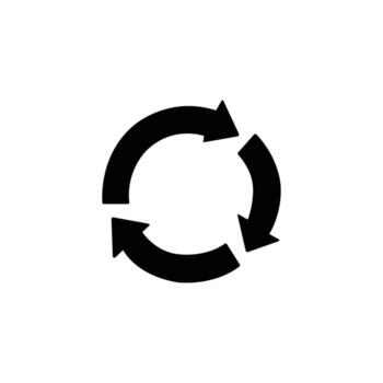 circular flechas moderno negro icono, continuo bucle, renovación concepto, reciclaje símbolo, proceso diagrama de flujo vector