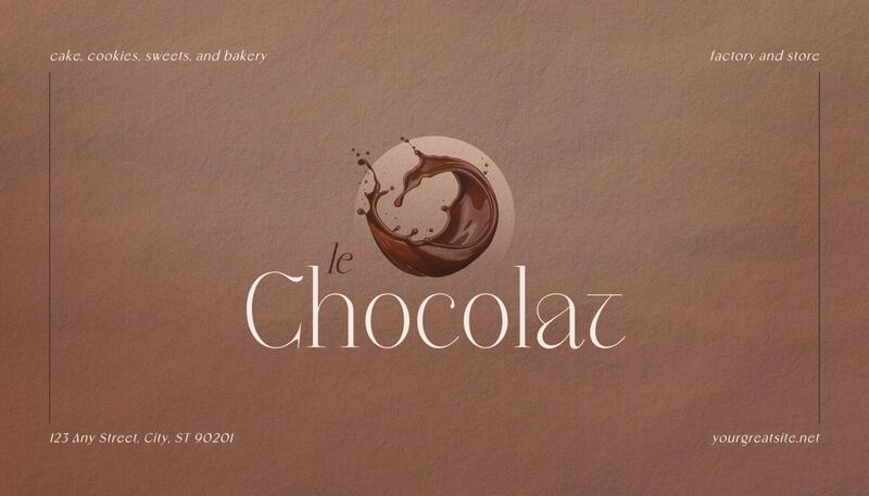 Chocolate Store Company Business Card with Mocha Mousse Color Theme