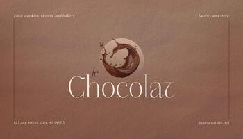 Chocolate Store Company Business Card with Mocha Mousse Color Theme template