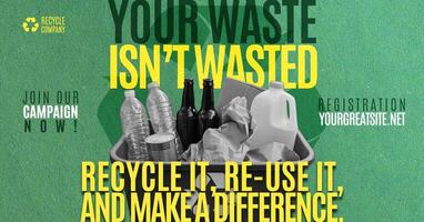 Your Waste Isn't Wasted Recycling Program Campaign for Facebook Ad Post with a Box of Waste template