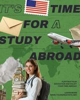 study aboard promotion for social media post template