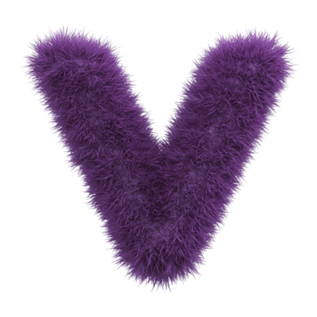 lila Brief v Alphabet flauschige Textur Design Element Schriftart isoliert Rendern Grafik Sanft auf transparent Hintergrund png