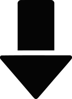Simple down arrow symbol icon direction pointer graphic vector