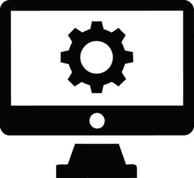Computer screen with gear icon for settings and options vector