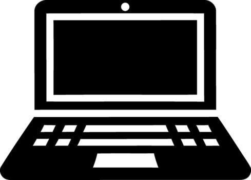 Simple laptop computer icon for digital devices and technology vector