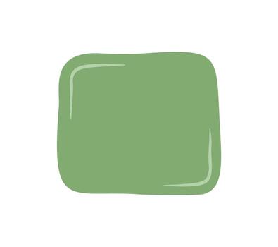 Green hand drawn sticker frame with organic squiggle outline and rectangle shape. This patch template serves as a unique label, badge or background for text and creative mockup cover designs. vector