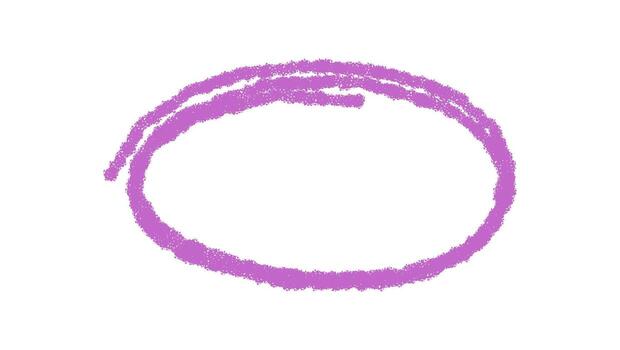 Handdrawn crayon round quote box badge icon. Circular speech banner outline and textbox for message or highlight note. Violet background with simple badge shape for quote or message. vector