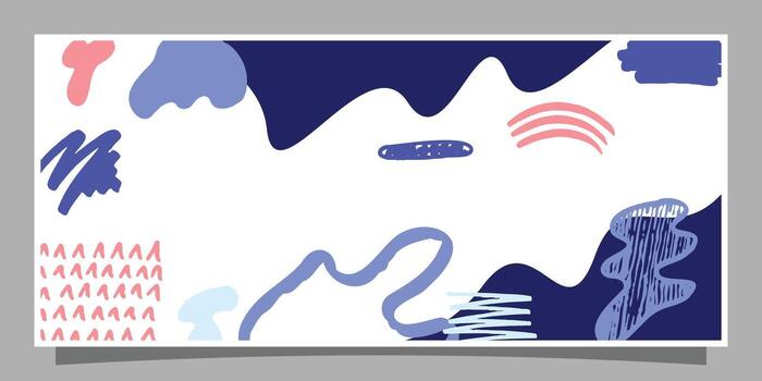 Artistic hand drawn layout with abstract shapes and doodle scribbles for poster or event. vector