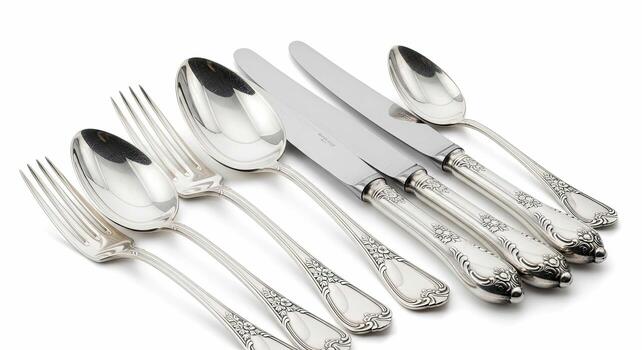 elegant silverware flatware set exquisitely crafted spoons forks and knives for upscale dining experiences and luxury branding photo