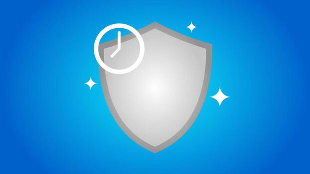 lustroso proteger con Temporizador icono representando continuo proteccion vector