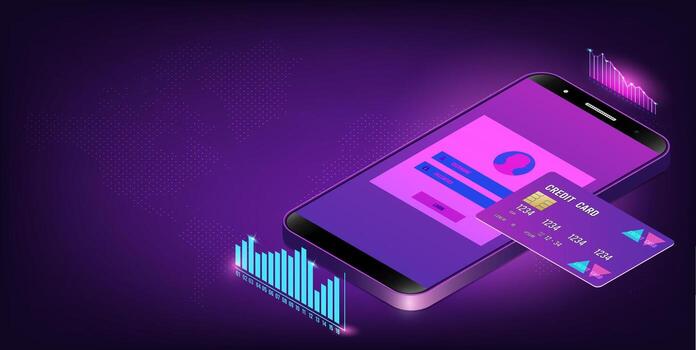 Smartphone with digital payment interface vector