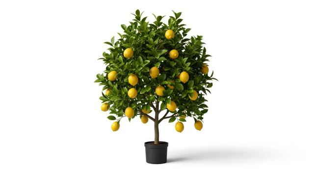 lush lemon tree in pot vibrant citrus for home decor websites and freshness concepts photo