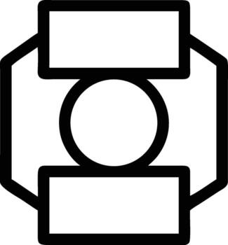 Abstract Geometric Icon with Circle and Rectangular Elements on White vector