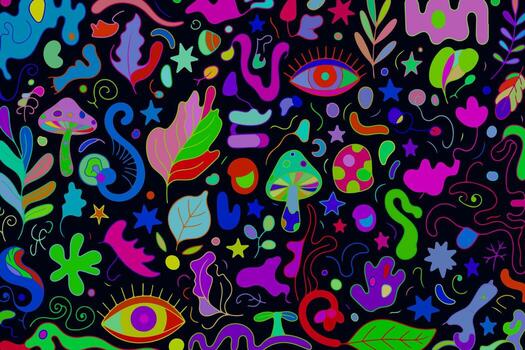 A psychedelic pattern with many different colors vector