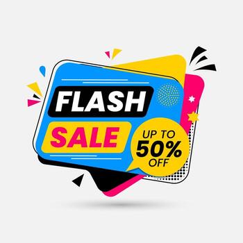 Flash sale banner with colorful shapes and a text that says flash sale vector