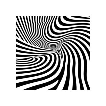 negro y blanco curvo rayas creando un arremolinándose vórtice óptico espejismo resumen modelo vector