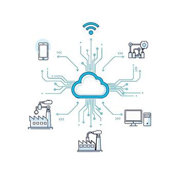 nube informática y red conexión ilustración vector