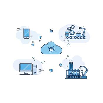 Cloud Computing and Online Data Sharing Illustration vector