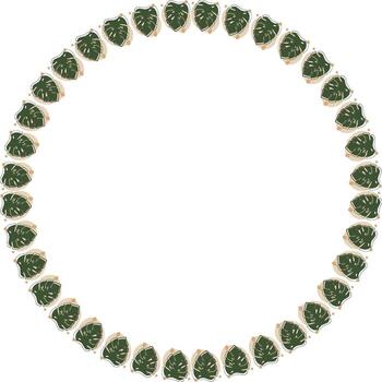 Green plant nature elements frame. Aesthetic elements on white background border with empty space vector