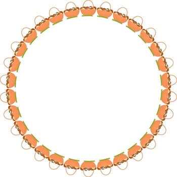 Mushrooms round frame. Hello autumn, thanksgiving decoration. Frame with empty space vector