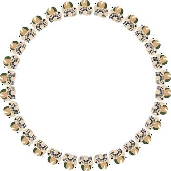 Doodle frame with geometric elements. Simple round empty frame box. Hand drawn illustration vector