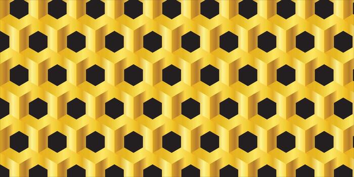 golden honeycomb hexagonal pattern with 3D abstract design, ideal for luxury backgrounds, modern layouts, and decorative projects. vector