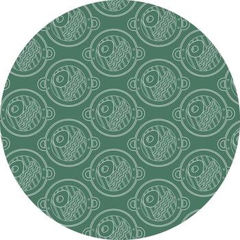 Bacon Strips and Fried Egg on Grill Pan with Handles Pattern on circle Backdrop Outline Chalk effect. Isolated illustration Food or Breakfast Thematic Cards Backdrop Menu Banner, leaflet, label vector