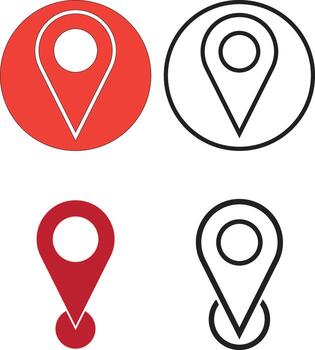 A collection of location pin icons with different styles. vector