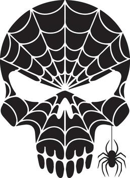 con tema de halloween cráneo con intrincado telaraña modelo y araña. vector