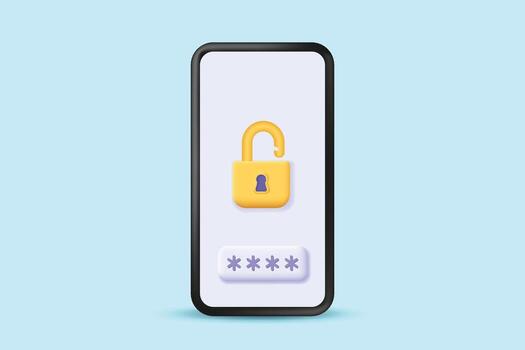 Unlock icon on mobile phone vector