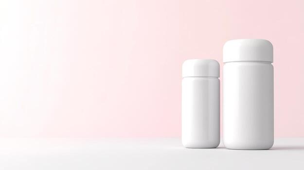 Two multivitamin capsules with white and gray packaging are set against a soft pastel background, showcasing their sleek design photo