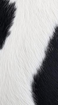 Observe the detailed texture of a cow's hide, highlighting the unique patterns formed by contrasting black and white fur photo
