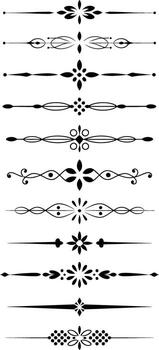 Collection of elegant black and white decorative borders and dividers vector