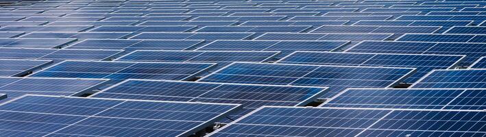 solar panel campo con muchos paneles foto