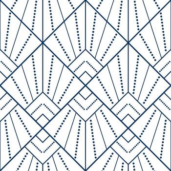 Seamless geometric pattern of lines and dots. decorative square diagonal ornament. Blue pattern on white background. Strict monochrome design. Mosaic tile background for design project. vector