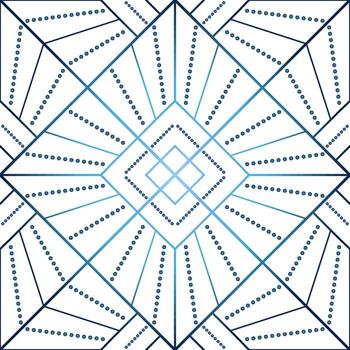 Seamless geometric pattern from lines and dots. decorative square diagonal ornament. Blue gradient pattern on white background. Strict monochrome design. Mosaic tile background vector