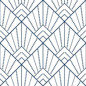 Blue seamless geometric pattern from lines and dots. Decorative square diagonal ornament. Blue pattern on white background. Strict monochrome design. Mosaic tile background vector